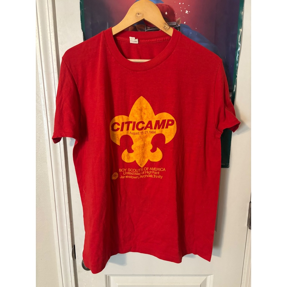Vintage 1984 Boy Scouts of America Citicamp T-Shirt Red XL Single Stitch 80s BSA